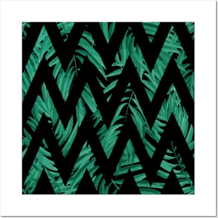 Palm Leaves Zig Zag Line (Black) Posters and Art
